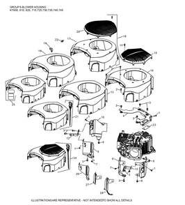 Kt735-3103 Blower Housing Diagram and Parts List for KT735-3103  Cub Cadet Lawn Tractor